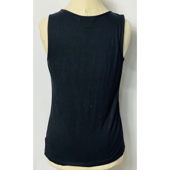 Spring + Mercer Women’s Sz M Black Sleeveless Tank Top Knotted Neckline Stretch - Picture 2 of 3